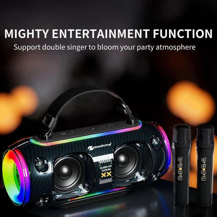 New Rixing NR8806 Portable Outdoor Wireless Bluetooth Speaker RGB Colorful Subwoofer, Style:Dual Mic(Black)