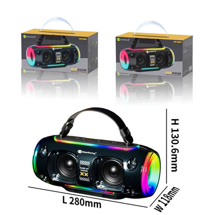 New Rixing NR8806 Portable Outdoor Wireless Bluetooth Speaker RGB Colorful Subwoofer, Style:Dual Mic(Black)