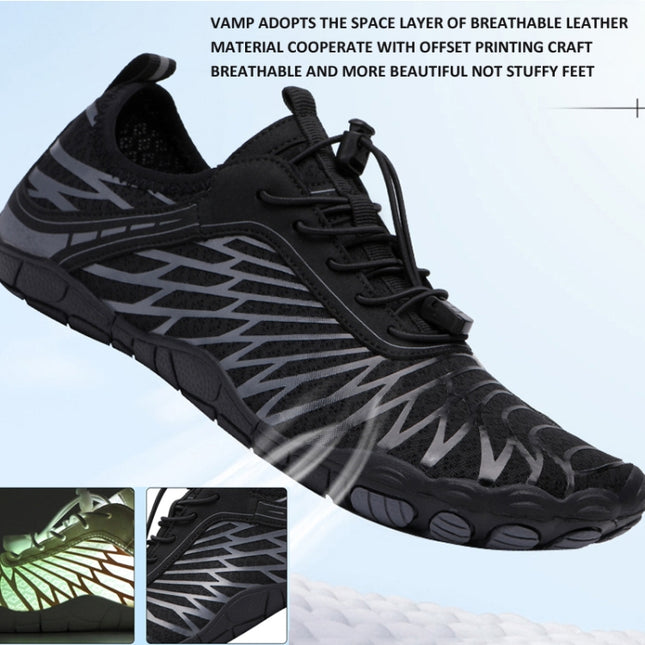 Mens Boys Water Shoes Quick Dry Aqua Socks Barefoot Beach Shoes Comfort Swim Sneakers, Size: 44(Black)