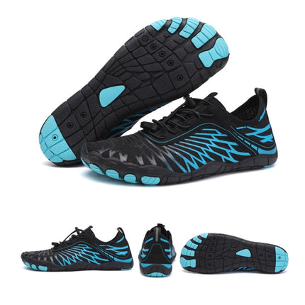 Mens Boys Water Shoes Quick Dry Aqua Socks Barefoot Beach Shoes Comfort Swim Sneakers, Size: 44(Black Blue)