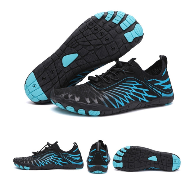 Mens Boys Water Shoes Quick Dry Aqua Socks Barefoot Beach Shoes Comfort Swim Sneakers, Size: 44(Black Blue)