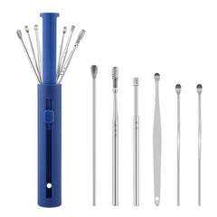2 Packs Push-Pull Cylinder Storage Ear Scoop Set, Specification: 6 PCS/Set Blue