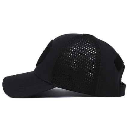 Men Cotton Outdoor Baseball Cap Fishing Hat With Skull Embroidered Patch(Black 1)