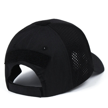 Men Cotton Outdoor Baseball Cap Fishing Hat With Skull Embroidered Patch(Black 1)