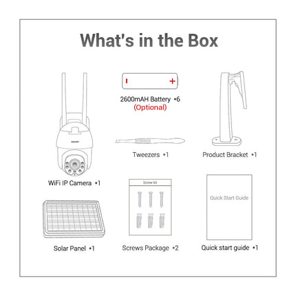 ESCAM QF130 1080P IP66 Waterproof WiFi IP Camera with Solar Panel & Battery, Support Night Vision & Motion Detection & Two Way Audio & TF Card & PTZ Control