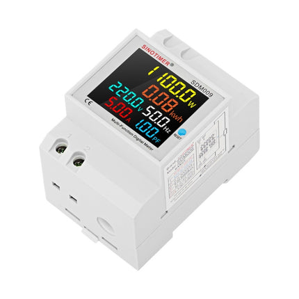 SINOTIMER SDM009 Din Rail Single-Phase Voltage Current Frequency Power Factor Electricity Multifunctional Meter, Model: AC40- 300V Built-In
