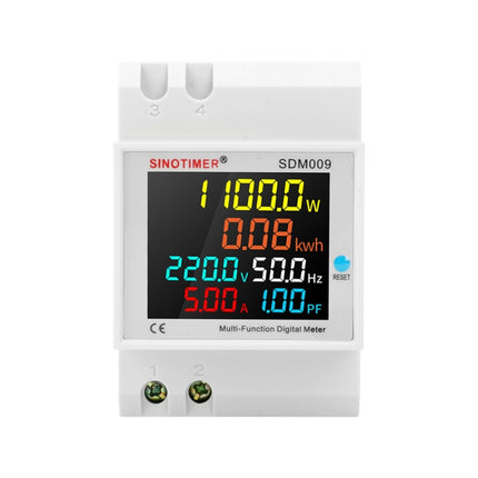 SINOTIMER SDM009 Din Rail Single-Phase Voltage Current Frequency Power Factor Electricity Multifunctional Meter, Model: AC40- 300V Built-In