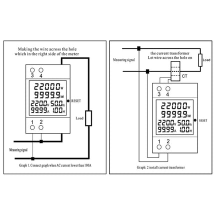 SINOTIMER SDM009 Din Rail Single-Phase Voltage Current Frequency Power Factor Electricity Multifunctional Meter, Model: AC40- 300V Built-In