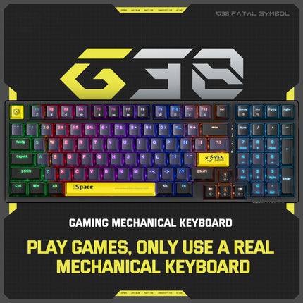 ONIKUMA G38 98 Keys RGB Lighting Wired Mechanical Keyboard, Type:Brown Switch(Black)