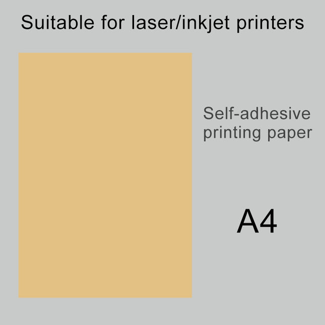 100pcs / Pack A4 Self-adhesive Printer Paper(Brown)