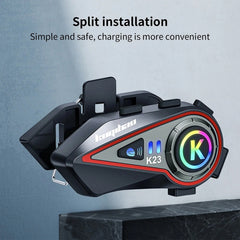 KUQIBAO Motorcycle Helmet Long-Lasting Bluetooth Headset With Light(Hard Microphone)
