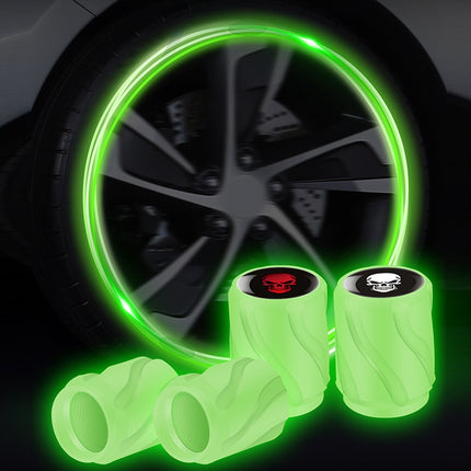 Luminous Car Motorcycle Tire Modified Valve Cap, Color: Green White Skull