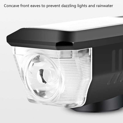 Bicycle Solar Headlight Horn Light Night Riding USB Charging Headlight Bicycle Glare Flashlight Equipment(Green)