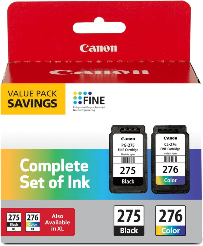 Canon PG-275 / CL-276 Genuine Ink Value Pack (2 Cartridges), Compatible with TS3520/3522/4722/3720/3722, TR4720