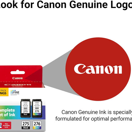 Canon PG-275 / CL-276 Genuine Ink Value Pack (2 Cartridges), Compatible with TS3520/3522/4722/3720/3722, TR4720