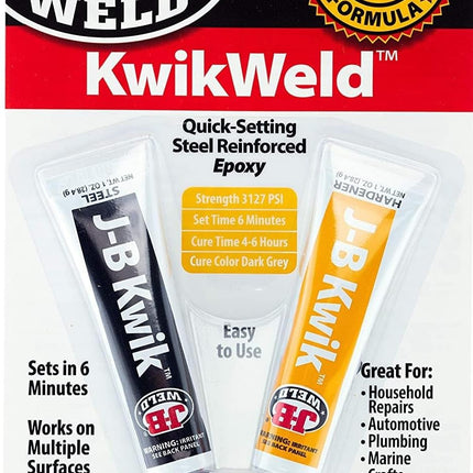 J-B Weld 8276 KwikWeld Quick Setting Steel Reinforced Epoxy - Dark Grey 2 oz