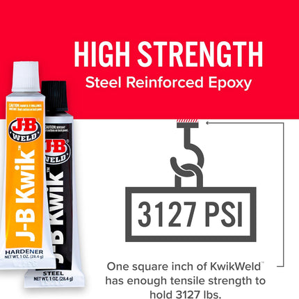 J-B Weld 8276 KwikWeld Quick Setting Steel Reinforced Epoxy - Dark Grey 2 oz