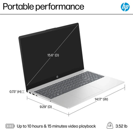 HP - 15.6" Touch-Screen Laptop - Intel Core i3 - 8GB Memory - 256GB SSD - Natural Silver