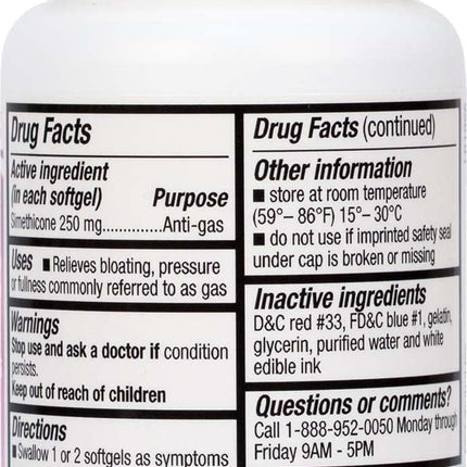 HealthA2Z® Gas Relief Simethicone 250mg | Fast Gas Relief | Relieve Symptoms Naturally (50 Softgels (Pack of 1) FSA or HSA eligible Condition: New