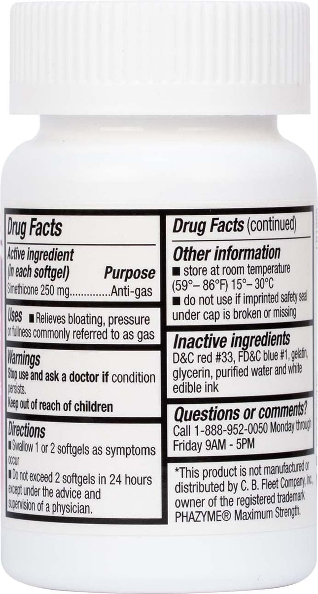 HealthA2Z® Gas Relief Simethicone 250mg | Fast Gas Relief | Relieve Symptoms Naturally (100 Softgels (Pack of 1)