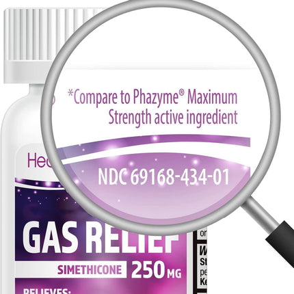 HealthA2Z® Gas Relief Simethicone 250mg | Fast Gas Relief | Relieve Symptoms Naturally (100 Softgels (Pack of 1)