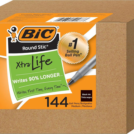 Pcs BIC Round Stic Xtra Life Blue Ballpoint Pens, Medium Point (1.0mm), Flexible Round Barrel for Writing Comfort, No. 1 Selling Ballpoint Pens