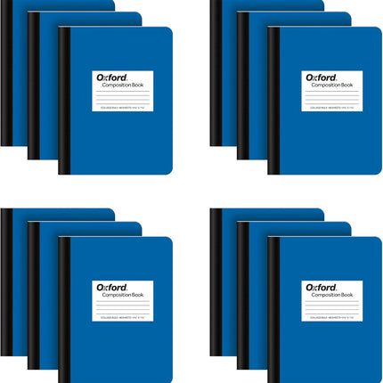Pcs Oxford Composition Notebook 12 Pack, Notebooks for School, School Supplies, Journal for School Notes, College Ruled Paper, Writing Book, 7.5 x 9.75 Inches, 80 Sheets, Blue Covers (63742)