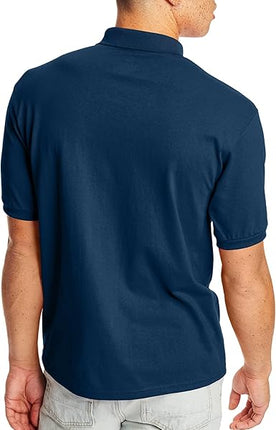 Pcs Hanes Men's Short-Sleeve Jersey Pocket Polo (Pack of 2), Navy, Large