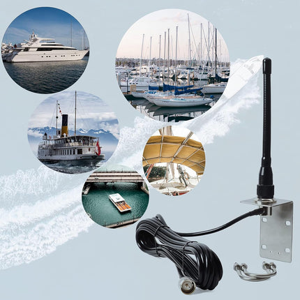 HYS VHF Marine Antenna Low-Profile 156-163Mhz Antennas W/16.4ft(5m)