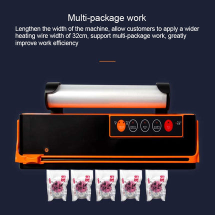Household Food Machinery Vacuum Packaging Machine Nylon Composite Texture Vacuum Bag Sealing Machine, Style:US Plug(SX-168 Black Orange)