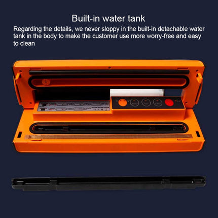 Household Food Machinery Vacuum Packaging Machine Nylon Composite Texture Vacuum Bag Sealing Machine, Style:US Plug(SX-168 Black Orange)