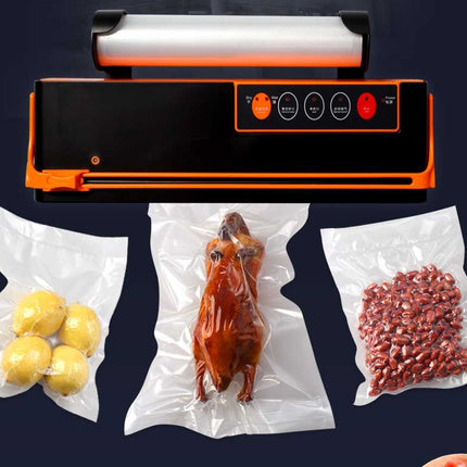 Household Food Machinery Vacuum Packaging Machine Nylon Composite Texture Vacuum Bag Sealing Machine, Style:US Plug(SX-168 Black Orange)
