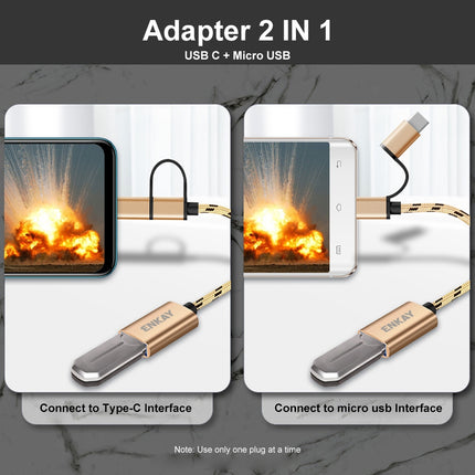 ENKAY ENK-AT113 2 in 1 Type-C / Micro USB to USB 3.0 Nylon Braided OTG Adapter Cable(Black)