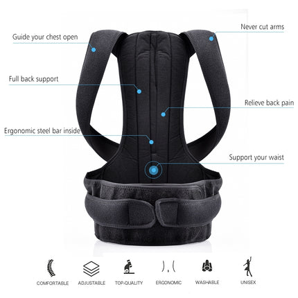 Back Posture Corrector Shoulder Lumbar Brace Spine Support Belt Adjustable Adult Corset Posture Correction Belt Body Health Care