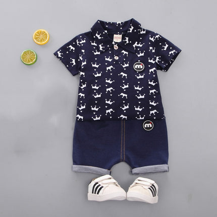 Childrens Two-piece Summer Crown Shirt For Boys