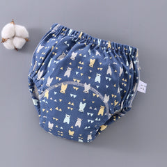 6 Layer Baby Diaper Waterproof  Reusable Cloth Diapers Baby Cotton Training Underwear Pants Diaper L12-18KG(Full Bear)