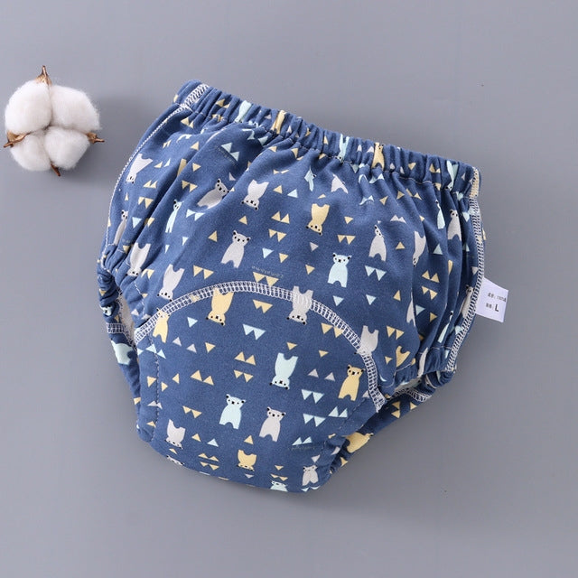 6 Layer Baby Diaper Waterproof  Reusable Cloth Diapers Baby Cotton Training Underwear Pants Diaper S (0-9KG)(Full Bear)