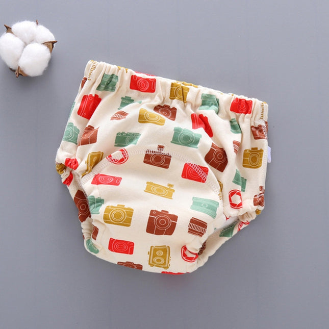 6 Layer Baby Diaper Waterproof  Reusable Cloth Diapers Baby Cotton Training Underwear Pants Diaper L12-18KG(Camera)