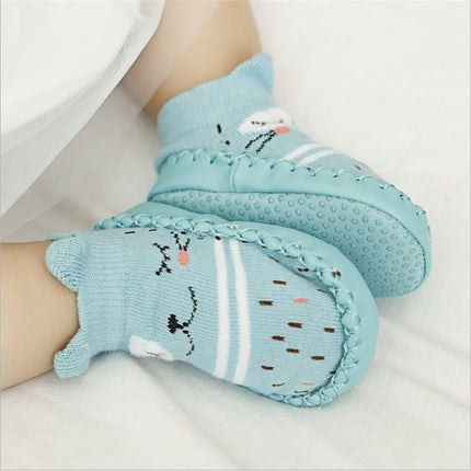 Fashion Baby Socks With Rubber Soles Infant Sock Newborn Autumn Winter Children Floor Socks Shoes Anti Slip Soft Sole Sock(6S01 Blue)