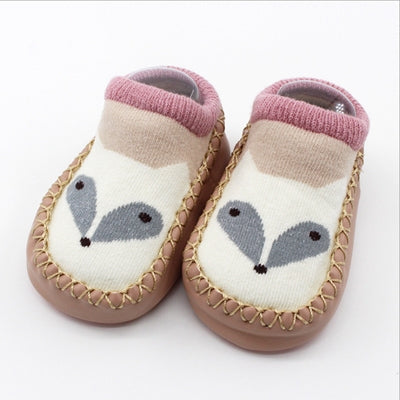 Fashion Baby Socks With Rubber Soles Infant Sock Newborn Autumn Winter Children Floor Socks Shoes Anti Slip Soft Sole Sock(6S06 White)