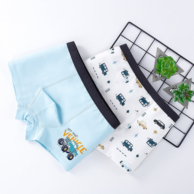 130 Yards 2pcs Boys Cartoon Cotton Boxer Antibacterial Boxer(ND408)