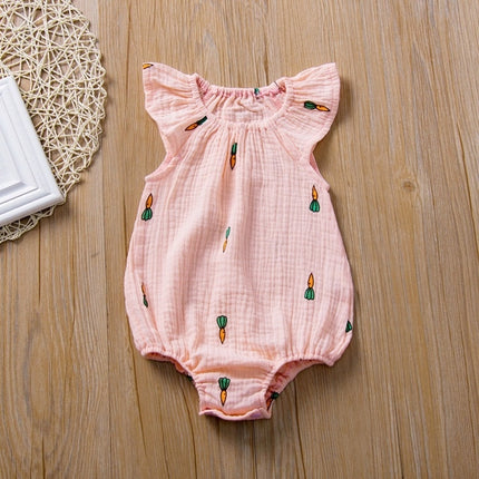 Baby Girl Fold Print Cartoon Pattern Jumpsuit