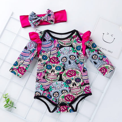 Halloween Long-sleeved Skull Print Childrens Clothing Infant Baby Clothes One-piece Clothing