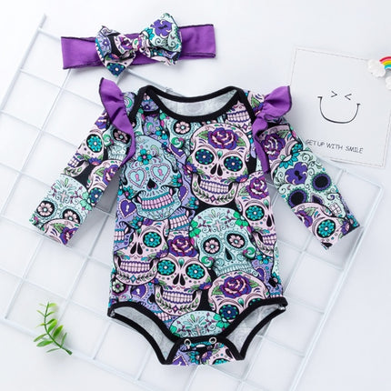 Halloween Long-sleeved Skull Print Childrens Clothing Infant Baby Clothes One-piece Clothing