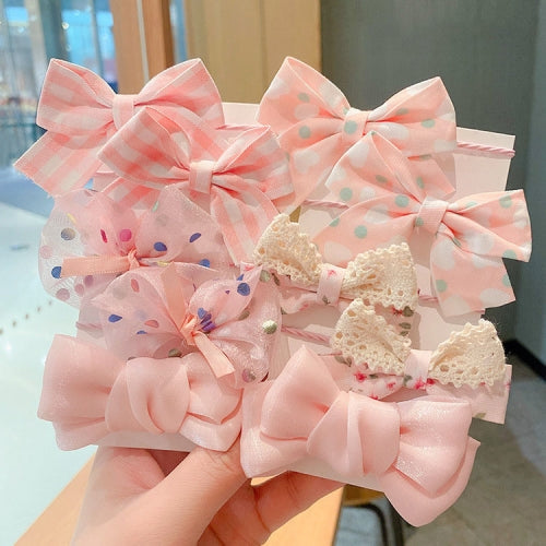 10pcs /Set  Big Bow Flower Elastic Hairbands Children Girls Sweet Hair Ties
