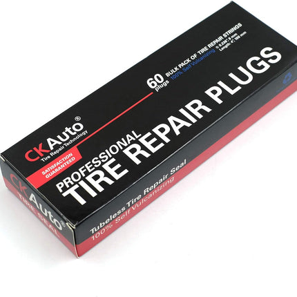 CKAuto 60 Pcs Black Tire Repair Strings, Automotive Tool Tire Repair Plugs for Tubeless Off-Road Tires Car, Bike, ATV, UTV, Wheelbarrow, Mower