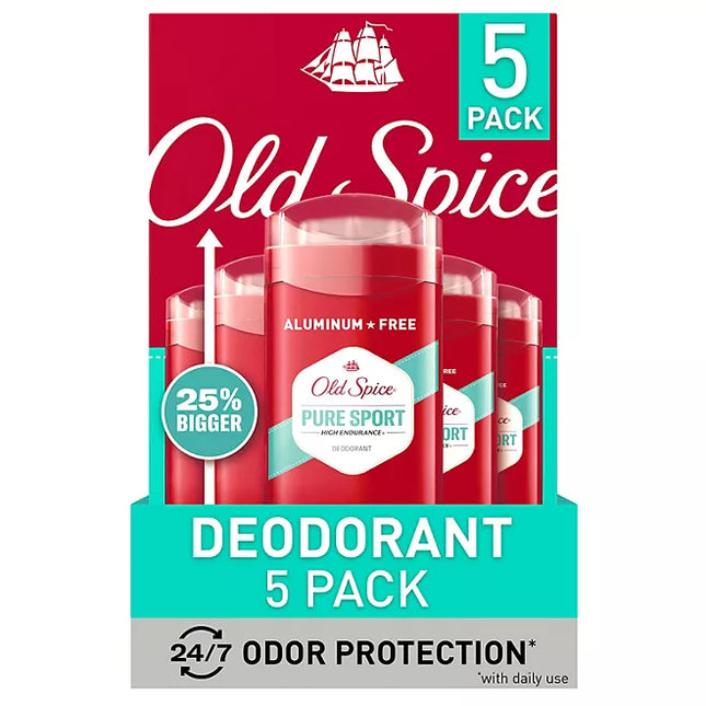 Old Spice High Endurance Deodorant, 48 Hour Protection, Pure Sport (2.4 oz., 5 pk.)