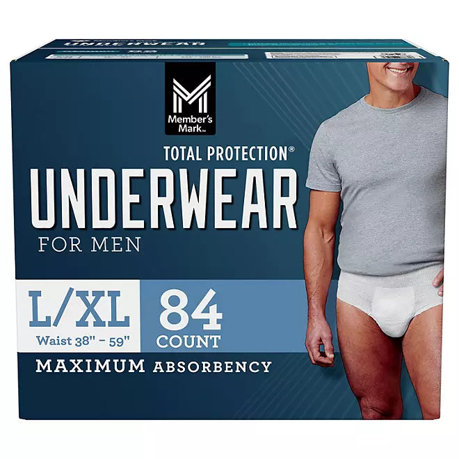 Member's Mark Total Protection Incontinence Underwear for Men, Large/Extra Large 92 Count