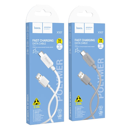 hoco X107 USB to USB-C / Type-C Favor 3A Charging Data Cable, Length:1m(Grey)
