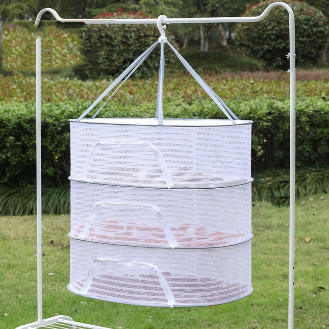 40 x 60cm  Foldable Drying Fishing Vegetables Fish Net Hanging Clothes Drying Storage Shelf(White)